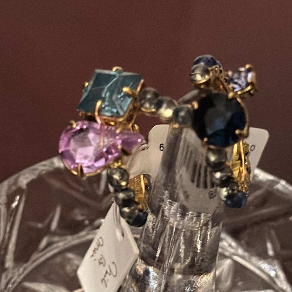 NAILS BY ME X JCREW STACKED CRYSTAL RING SZ 7 NWT - Picture 8 of 9